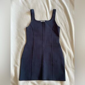 Babaton Aritzia L Sculpt Mini Dress Navy Blue Large as new